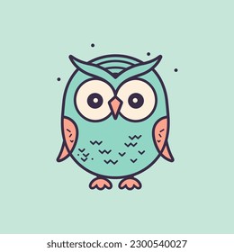 A charming and whimsical kawaii owl illustration, perfect for use in children's books, stationary, or as a cute logo design