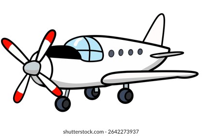 Charming white propeller plane vector, perfect for travel, aviation, and adventure themes. Easy to use, eye-catching design. 