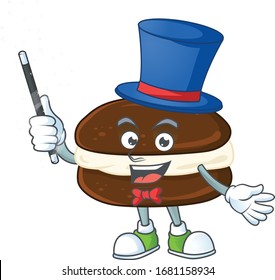 Charming whoopie pies cartoon design performance as a Magician style