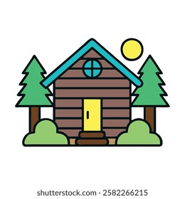 A charming wooden cabin surrounded by trees and mountains