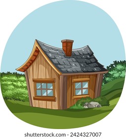 Charming wooden cottage surrounded by greenery