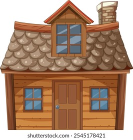 Charming wooden house with chimney and windows