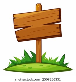 A charming wooden sign is elegantly sitting atop a grassy hill