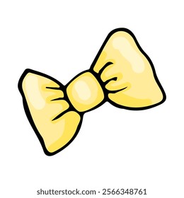 Charming yellow bow illustration, perfect as a fashion accessory, gift decoration, or cheerful design element for feminine or playful themes.