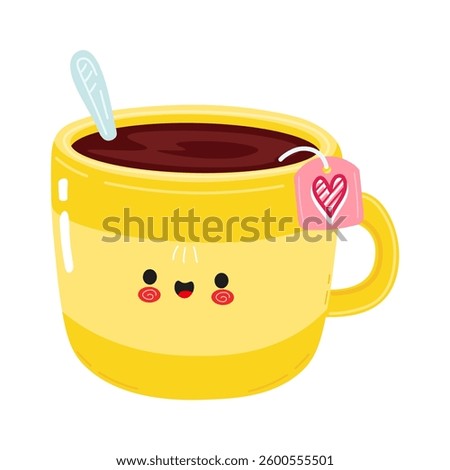 A charming yellow Mug of Tea with a sweet smile and a heart on the teabag label is so endearing.