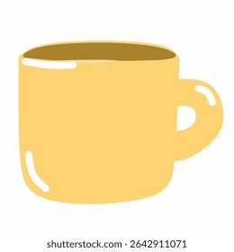 A charming yellow travel mug doodle in flat hand-drawn style. Perfect for travel blogs, café posters, digital stickers, and creative design projects, showcasing warm beverage moments on the go.