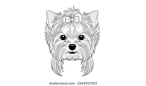 Charme Yorkshire Terrier Retrato de filhote de cachorro na ilustração de estilo vetor minimalista plana