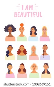Charming young girls for Womens Day Party celebration. Vector illustration