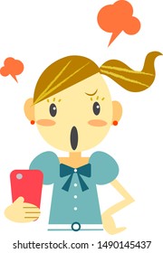charming young woman with smart phone, angry