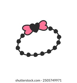 Charms Bracelet Bijouterie Doodle. Girlie jewelry accessory for hand. Bangle. Isolated vector illustration