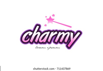 charmy word text on a white background with magic wand