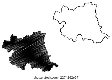 Charnwood Non-metropolitan district, Borough (United Kingdom of Great Britain and Northern Ireland, ceremonial county Leicestershire or Leics, England) map vector illustration, scribble sketch map