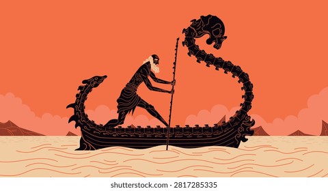 charon ferrying souls across the underworld