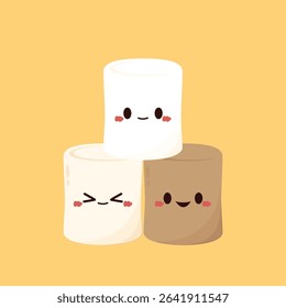 Charred marshmallow. Marshmallow Burnt. Marshmallow character isolated vector.