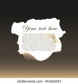charred paper. Papyrus, an old manuscript Template examplevintage