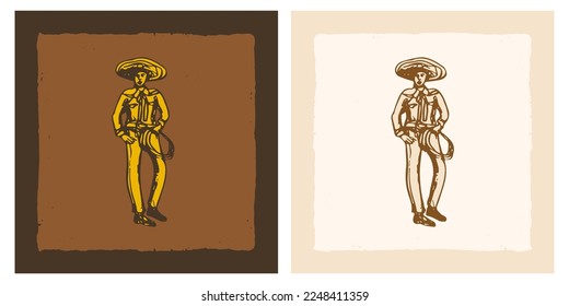 Charro - Mexican cowboy with lasso sketch
