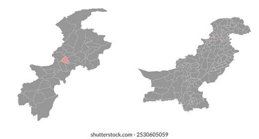 Charsadda district map, administrative division of Pakistan. Vector illustration.