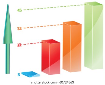chart 3d against white background, abstract vector art illustration