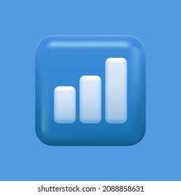 Chart 3D Icon. Blue Isolated Graph Button. Vector illustration