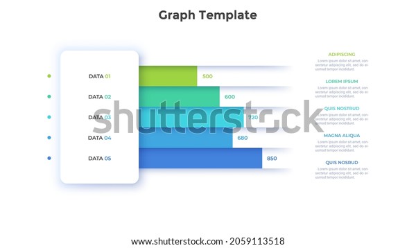 Chart with 5 horizontal timelines. Concept of\
five stages of project development completion. Flat simple\
infographic design template. Modern vector illustration for work\
planning or task\
tracking.