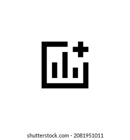 Diagramm fügen Pixel perfekte Icon Design. Flaches Design einzeln auf weißem Hintergrund. Vektorgrafik