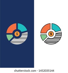 Chart, Analysis, Bar, Business, Graph, Seo, Statistics  Icons. Flat and Line Filled Icon Set Vector Blue Background