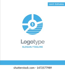 Chart, Analysis, Bar, Business, Graph, Seo, Statistics Blue Solid Logo Template. Place for Tagline