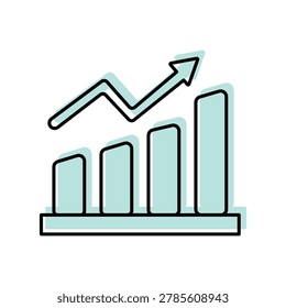 Chart Analysis color shadow thinline icon , vector, pixel perfect, illustrator file 