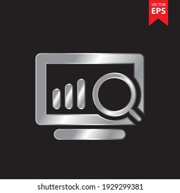 Chart Analysis icon in trendy silver style isolated on black background. Business and Offices symbol for your web site design, logo, app, UI. Eps10 vector illustration.