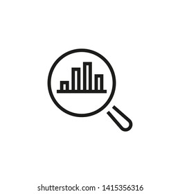 Chart analysis line icon. Magnifying glass, diagram, report. Research concept. Can be used for topics like presentation, statistics, business