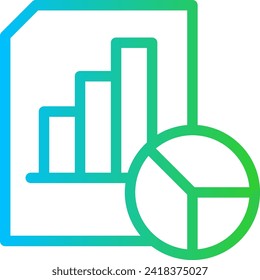 Chart analysis performance business icon with blue and green gradient outline style. analysis, business, chart, graph, data, digital, technology. Vector Illustration