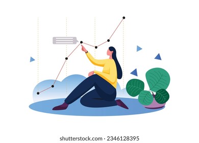 Chart Analysis, Vector Business Marketing Line Illustration