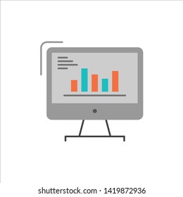 Chart, Analytics, Business, Computer, Diagram, Marketing, Trends  Flat Color Icon. Vector icon banner Template