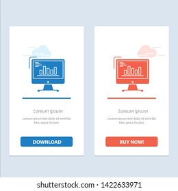 Chart, Analytics, Business, Computer, Diagram, Marketing, Trends  Blue and Red Download and Buy Now web Widget Card Template