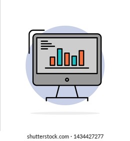 Chart, Analytics, Business, Computer, Diagram, Marketing, Trends Abstract Circle Background Flat color Icon