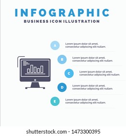 Chart, Analytics, Business, Computer, Diagram, Marketing, Trends Solid Icon Infographics 5 Steps Presentation Background