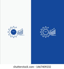 Chart, Analytics, Graphs, Market, Schedule, Time, Trends Line and Glyph Solid icon Blue banner Line and Glyph Solid icon Blue banner. Vector Icon Template background