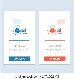 Chart, Analytics, Graphs, Market, Schedule, Time, Trends  Blue and Red Download and Buy Now web Widget Card Template. Vector Icon Template background