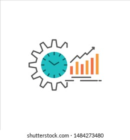 Chart, Analytics, Graphs, Market, Schedule, Time, Trends  Flat Color Icon. Vector icon banner Template. Vector Icon Template background