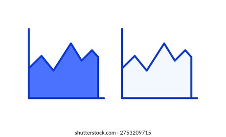 Chart area symbol representing data visualization and analytical reporting used in dashboards, business intelligence platforms and statistical monitoring systems.