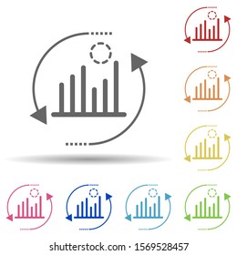 Chart, arrow, data in multi color style icon. Simple glyph, flat vector of business icons for ui and ux, website or mobile application