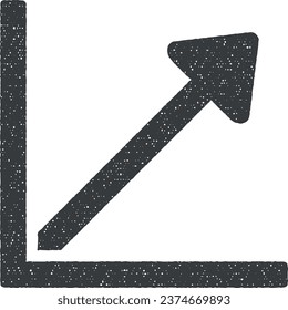 Chart arrow line icon vector illustration in stamp style