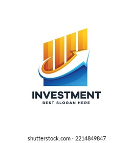 Concepto de logotipo de flecha de gráfico, degradado de logotipo de inversión comercial