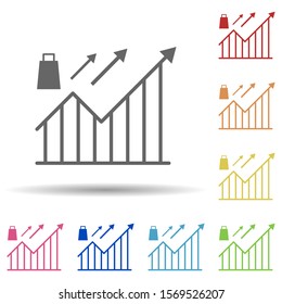 Chart, arrow up, lock, marketing approaches in multi color style icon. Simple glyph, flat vector of business icons for ui and ux, website or mobile application
