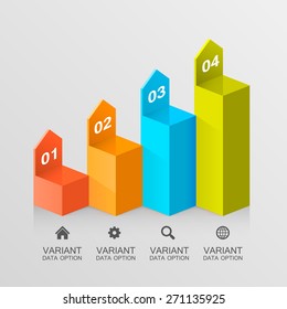 Chart with arrows and icons. Vector Illustration