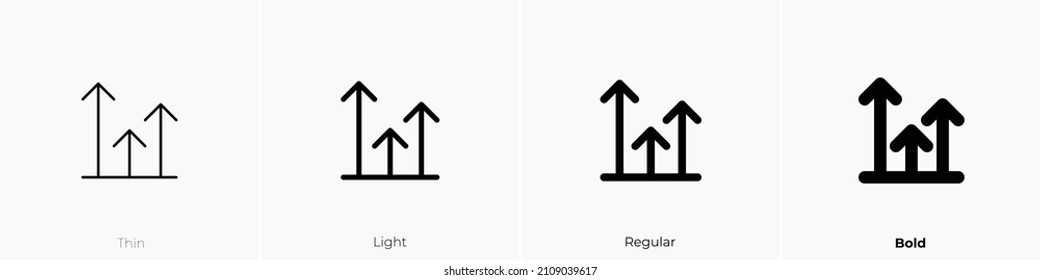 chart arrows vertical icon. Thin, Light Regular And Bold style design isolated on white background