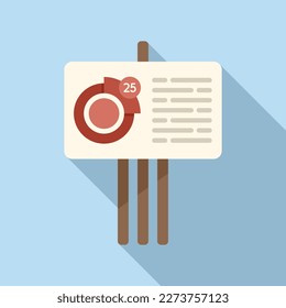 Chart banner icon flat vector. Market target. Business share