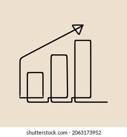 chart bar bussiness oneline continuous line art