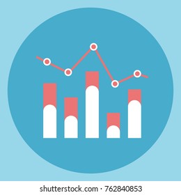 Chart Bar Diagram Icon Sales Data Flat Vector Illustration
