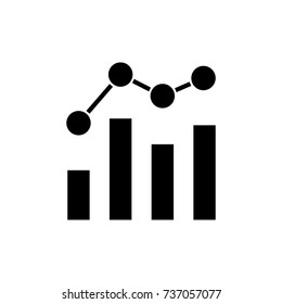 chart bar graph business icon, vector illustration, black sign on isolated background